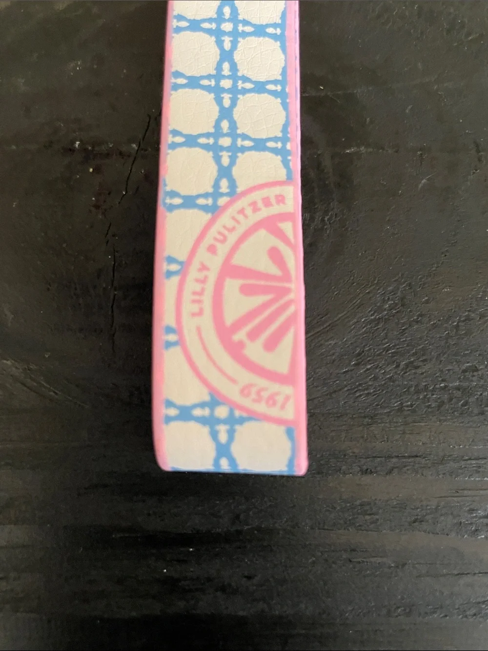 NWT Lilly Pulitzer “Frenchie Blue Caning” Patterned Wrist strap Keychain